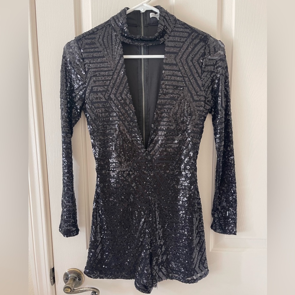Black Sequin Romper